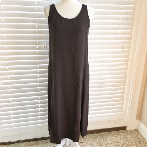 Eileen Fisher Petite Medium Brown Long Linen Dress - Picture 1 of 8